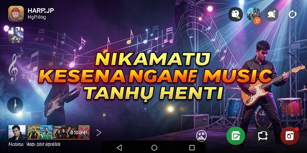 Tampak screenshot utama HARAPJP menampilkan gameplay seru dengan berbagai lagu.