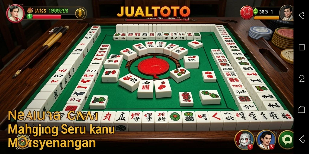 Tangkapan layar permainan JUALTOTO yang menampilkan tantangan Mahjong yang seru.