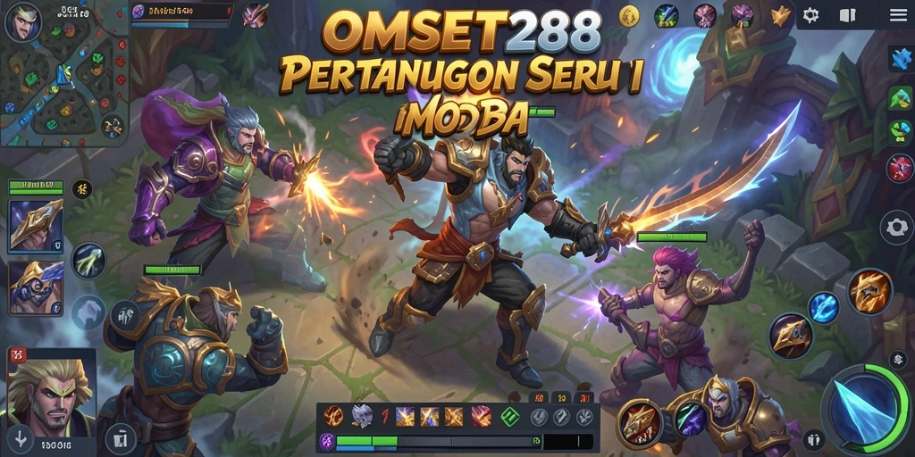Menampilkan aksi mendebarkan dalam gameplay MOBA OMSET288.