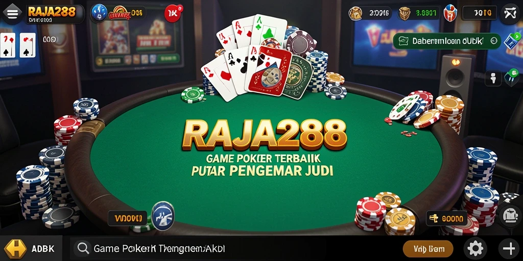 Tampilan gameplay poker yang dinamis dan menarik di RAJA288.